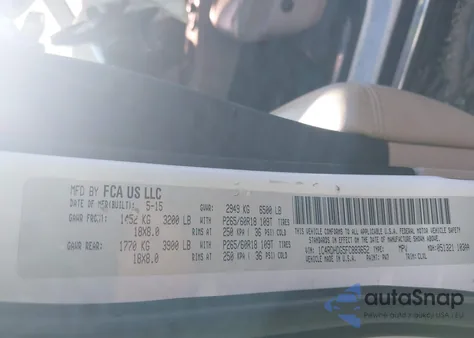 2015 Dodge Durango Limited z USA, uszkodzony, nr VIN 1C4RDHDG5FC883652